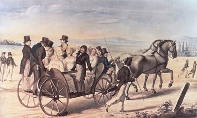 Excursion of the Schubertians from Atzenbrugg to Aumuhl, with Franz Peter Schubert (1797-1828) standing to the left with the artist, 1820 by Leopold Kupelwieser